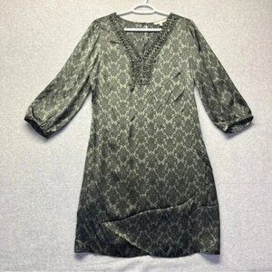Black‎ Rainn Women’s Shift Dress 3/4 Sleeve Black Green NWOT size M
